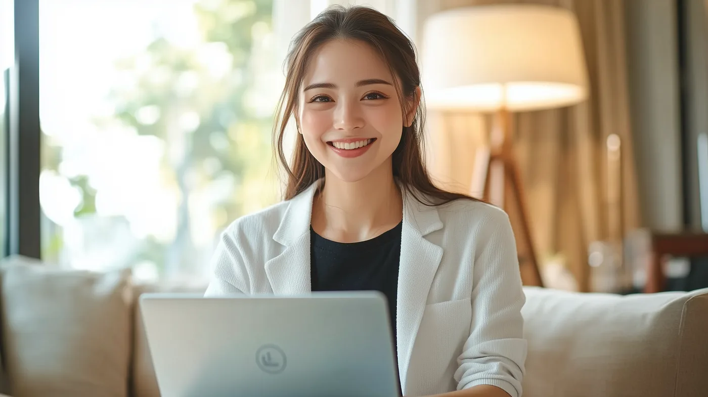 Chinese woman in living room