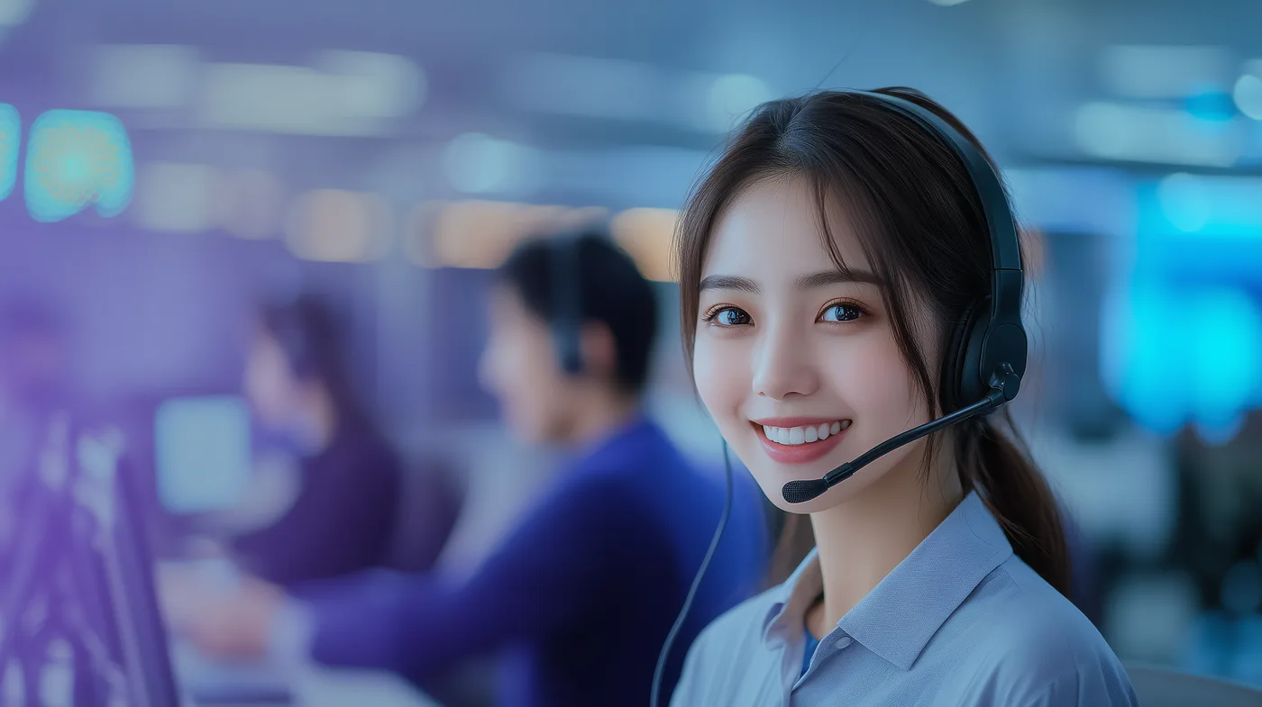 Smiling customer service staff